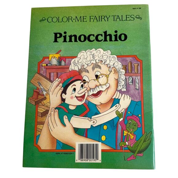 VTG 1991 COLORING BOOK Disney Pinocchio Color Me Fairy Tales 10.5” x 8” USA - Picture 2 of 5